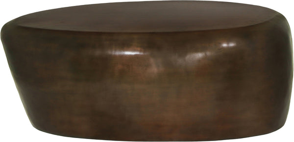 Meridian Furniture Capsule Sculptural Cast Aluminum Oval Coffee Table with Antique Finish for Modern Living Rooms Brown 38" W x 24" D x 14.5" H 99062Brown-CT