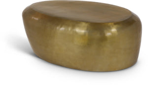Meridian Furniture Capsule Sculptural Cast Aluminum Oval Coffee Table with Antique Finish for Modern Living Rooms Gold 38" W x 24" D x 14.5" H 99062Gold-CT