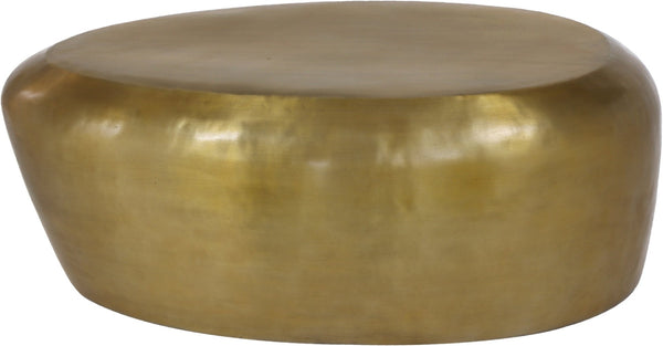 Meridian Furniture Capsule Sculptural Cast Aluminum Oval Coffee Table with Antique Finish for Modern Living Rooms Gold 38" W x 24" D x 14.5" H 99062Gold-CT