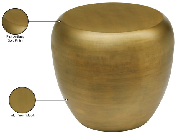 Meridian Furniture Capsule Sculptural Cast Aluminum Side Table with Elegant Finish for Modern Living Room Accent Gold 99062Gold-ET