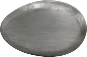 Meridian Furniture Capsule Sculptural Cast Aluminum Oval Coffee Table with Antique Finish for Modern Living Rooms Silver 38" W x 24" D x 14.5" H 99062Silver-CT