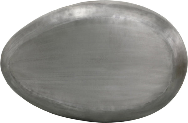 Meridian Furniture Capsule Sculptural Cast Aluminum Oval Coffee Table with Antique Finish for Modern Living Rooms Silver 38" W x 24" D x 14.5" H 99062Silver-CT