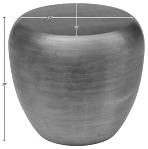 Meridian Furniture Capsule Sculptural Cast Aluminum Side Table with Elegant Finish for Modern Living Room Accent Silver 99062Silver-ET