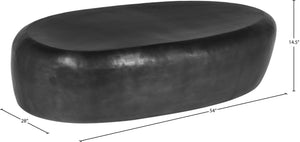 Meridian Furniture Capsule Sculptural Cast Aluminum Oval Coffee Table with Antique Finish for Modern Living Rooms Black 54" W x 28" D x 14.5" H 99063Black-CT