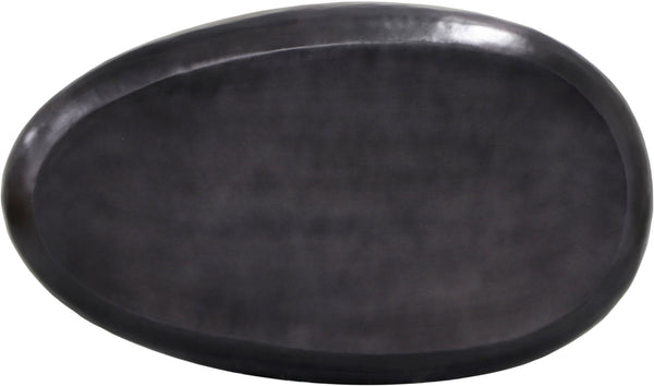 Meridian Furniture Capsule Sculptural Cast Aluminum Oval Coffee Table with Antique Finish for Modern Living Rooms Black 54" W x 28" D x 14.5" H 99063Black-CT