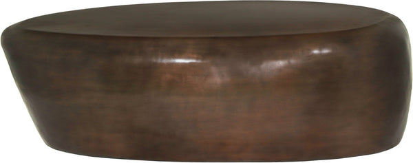 Meridian Furniture Capsule Sculptural Cast Aluminum Oval Coffee Table with Antique Finish for Modern Living Rooms Brown 54" W x 28" D x 14.5" H 99063Brown-CT