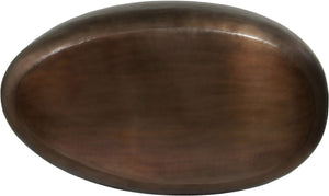 Meridian Furniture Capsule Sculptural Cast Aluminum Oval Coffee Table with Antique Finish for Modern Living Rooms Brown 54" W x 28" D x 14.5" H 99063Brown-CT
