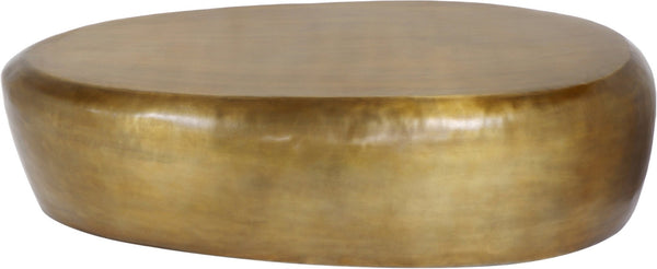 Meridian Furniture Capsule Sculptural Cast Aluminum Oval Coffee Table with Antique Finish for Modern Living Rooms Gold 54" W x 28" D x 14.5" H 99063Gold-CT