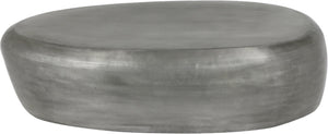 Meridian Furniture Capsule Sculptural Cast Aluminum Oval Coffee Table with Antique Finish for Modern Living Rooms Silver 54" W x 28" D x 14.5" H 99063Silver-CT