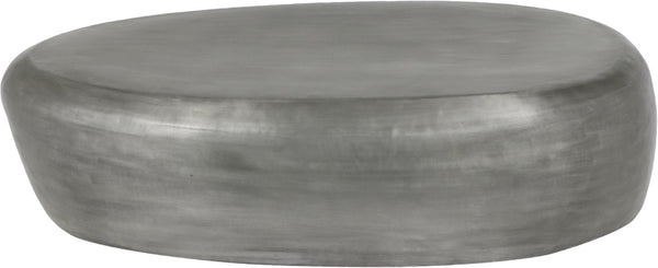 Meridian Furniture Capsule Sculptural Cast Aluminum Oval Coffee Table with Antique Finish for Modern Living Rooms Silver 54" W x 28" D x 14.5" H 99063Silver-CT