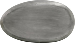 Meridian Furniture Capsule Sculptural Cast Aluminum Oval Coffee Table with Antique Finish for Modern Living Rooms Silver 54" W x 28" D x 14.5" H 99063Silver-CT
