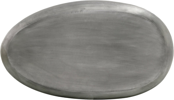 Meridian Furniture Capsule Sculptural Cast Aluminum Oval Coffee Table with Antique Finish for Modern Living Rooms Silver 54" W x 28" D x 14.5" H 99063Silver-CT