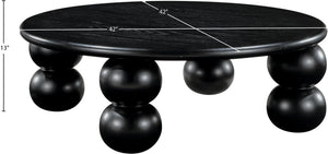 Meridian Furniture Kelvin Round Oak Veneer Coffee Table with Sculptural Ball Legs for Modern Living Room Black 99064Black-CT