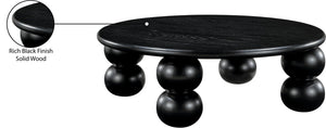 Meridian Furniture Kelvin Round Oak Veneer Coffee Table with Sculptural Ball Legs for Modern Living Room Black 99064Black-CT