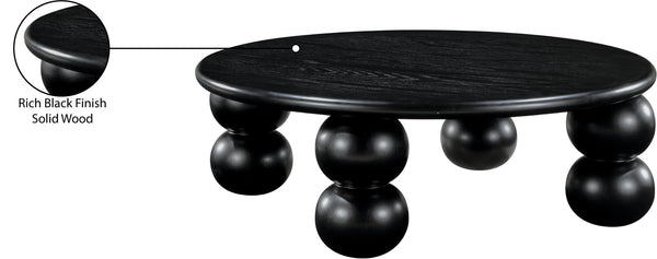 Meridian Furniture Kelvin Round Oak Veneer Coffee Table with Sculptural Ball Legs for Modern Living Room Black 99064Black-CT