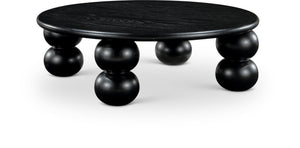 Meridian Furniture Kelvin Round Oak Veneer Coffee Table with Sculptural Ball Legs for Modern Living Room Black 99064Black-CT