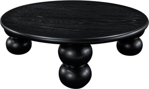 Meridian Furniture Kelvin Round Oak Veneer Coffee Table with Sculptural Ball Legs for Modern Living Room Black 99064Black-CT