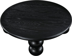 Meridian Furniture Kelvin Round Oak Veneer Coffee Table with Sculptural Ball Legs for Modern Living Room Black 99064Black-CT