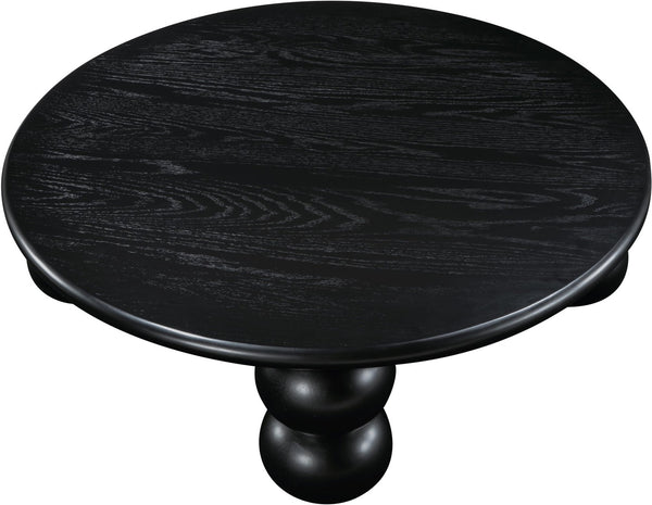Meridian Furniture Kelvin Round Oak Veneer Coffee Table with Sculptural Ball Legs for Modern Living Room Black 99064Black-CT