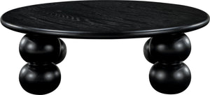 Meridian Furniture Kelvin Round Oak Veneer Coffee Table with Sculptural Ball Legs for Modern Living Room Black 99064Black-CT