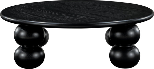 Meridian Furniture Kelvin Round Oak Veneer Coffee Table with Sculptural Ball Legs for Modern Living Room Black 99064Black-CT