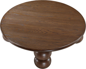 Meridian Furniture Kelvin Round Oak Veneer Coffee Table with Sculptural Ball Legs for Modern Living Room Brown 99064Brown-CT