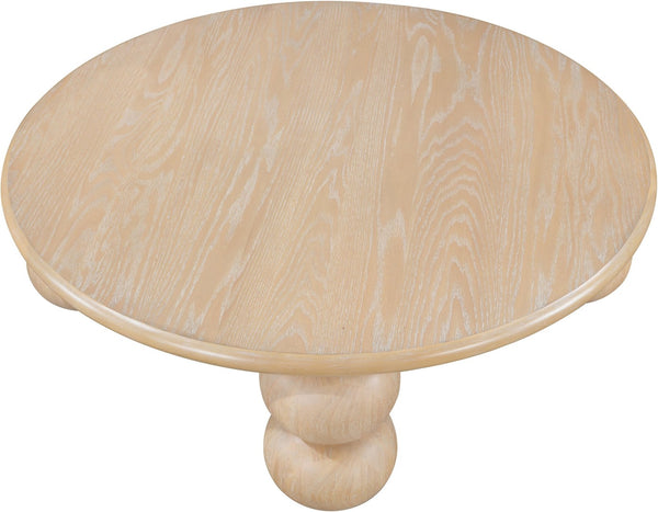 Meridian Furniture Kelvin Round Oak Veneer Coffee Table with Sculptural Ball Legs for Modern Living Room Natural 99064Natural-CT