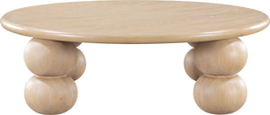Meridian Furniture Kelvin Round Oak Veneer Coffee Table with Sculptural Ball Legs for Modern Living Room Natural 99064Natural-CT