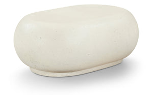Meridian Furniture Pebble Shaped Fiberglass Concrete Coffee Table for Indoor Outdoor Organic Modern Living Spaces 36" W x 24" D x 14" H 99065Cream-CT