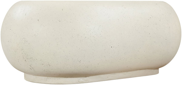 Meridian Furniture Pebble Shaped Fiberglass Concrete Coffee Table for Indoor Outdoor Organic Modern Living Spaces 36" W x 24" D x 14" H 99065Cream-CT