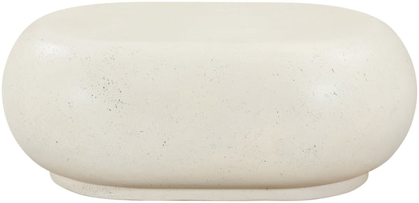 Meridian Furniture Pebble Shaped Fiberglass Concrete Coffee Table for Indoor Outdoor Organic Modern Living Spaces 36" W x 24" D x 14" H 99065Cream-CT