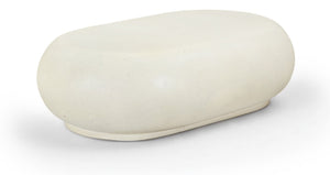 Meridian Furniture Pebble Shaped Fiberglass Concrete Coffee Table for Indoor Outdoor Organic Modern Living Spaces 48" W x 30" D x 14" H 99066Cream-CT