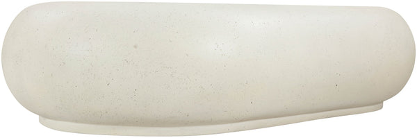 Meridian Furniture Pebble Shaped Fiberglass Concrete Coffee Table for Indoor Outdoor Organic Modern Living Spaces 48" W x 30" D x 14" H 99066Cream-CT