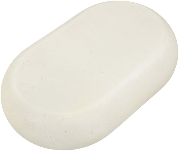 Meridian Furniture Pebble Shaped Fiberglass Concrete Coffee Table for Indoor Outdoor Organic Modern Living Spaces 48" W x 30" D x 14" H 99066Cream-CT