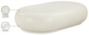 Meridian Furniture Pebble Shaped Fiberglass Concrete Coffee Table for Indoor Outdoor Organic Modern Living Spaces 59" W x 37" D x 14" H 99069Cream-CT