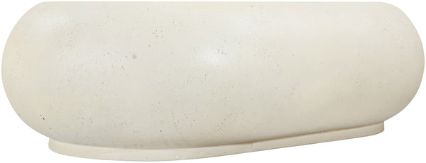 Meridian Furniture Pebble Shaped Fiberglass Concrete Coffee Table for Indoor Outdoor Organic Modern Living Spaces 59" W x 37" D x 14" H 99069Cream-CT