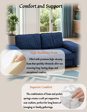 English Elm Fx-P20M-2S-Rb Contemporary Blue 2-Seat Loveseat Sofa With Hidden Storage For Small Spaces & Style W576S00235