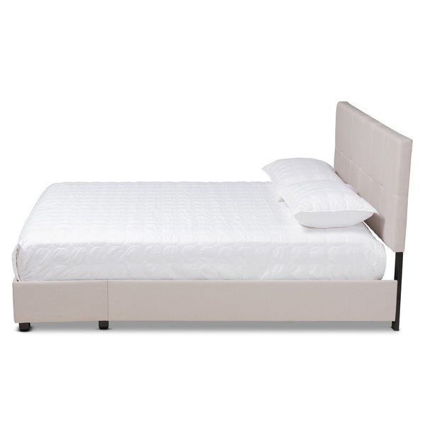 Baxton Studio Baxton Studio Netti Modern Queen Platform Bed with Storage Drawers & Biscuit Tufted Upholstery Netti-Beige-Queen