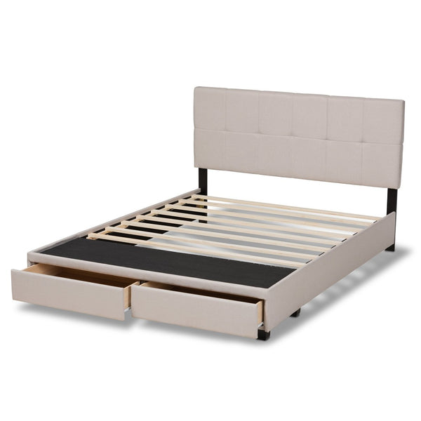 Baxton Studio Baxton Studio Netti Modern Queen Platform Bed with Storage Drawers & Biscuit Tufted Upholstery Netti-Beige-Queen