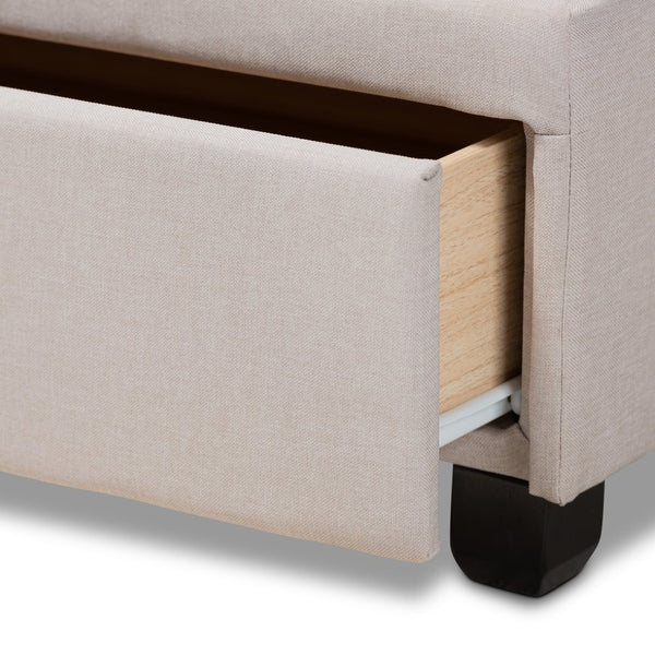Baxton Studio Baxton Studio Netti Modern Queen Platform Bed with Storage Drawers & Biscuit Tufted Upholstery Netti-Beige-Queen