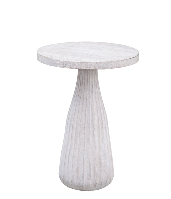 Basset Mirror Aimee Accent Table - Coastal Farmhouse Charm With Solid Mango Wood And Elegant White-wash Finish White Wood 9907-lr-223