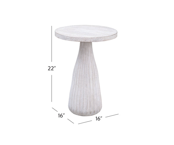 Basset Mirror Aimee Accent Table - Coastal Farmhouse Charm With Solid Mango Wood And Elegant White-wash Finish White Wood 9907-lr-223