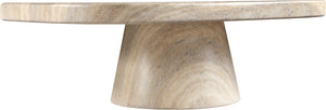 Meridian Furniture Prato Sculptural Concrete Oval Coffee Table with Art Deco Pedestal Base for Indoor Outdoor Use Travertine 99070Travertine-CT