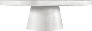 Meridian Furniture Prato Sculptural Concrete Oval Coffee Table with Art Deco Pedestal Base for Indoor Outdoor Use White 99070White-CT