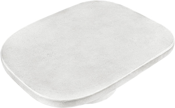 Meridian Furniture Prato Sculptural Concrete Oval Coffee Table with Art Deco Pedestal Base for Indoor Outdoor Use White 99070White-CT