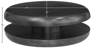 Meridian Furniture Jamison Sculptural Tiered Iron Round Coffee Table with Antique Finish for Modern Living Rooms Black 99071Black-CT