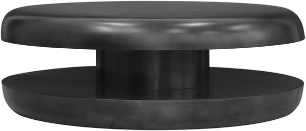 Meridian Furniture Jamison Sculptural Tiered Iron Round Coffee Table with Antique Finish for Modern Living Rooms Black 99071Black-CT