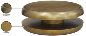 Meridian Furniture Jamison Sculptural Tiered Iron Round Coffee Table with Antique Finish for Modern Living Rooms Gold 99071Gold-CT