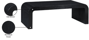 Meridian Furniture Toulon Oak Veneer Coffee Table with Curved Edges and Low Profile for Modern Living Rooms Black 99072Black-C