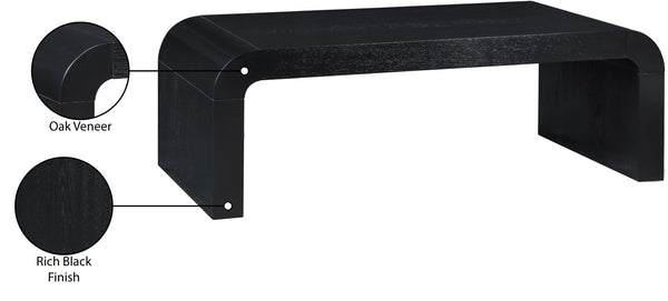Meridian Furniture Toulon Oak Veneer Coffee Table with Curved Edges and Low Profile for Modern Living Rooms Black 99072Black-C
